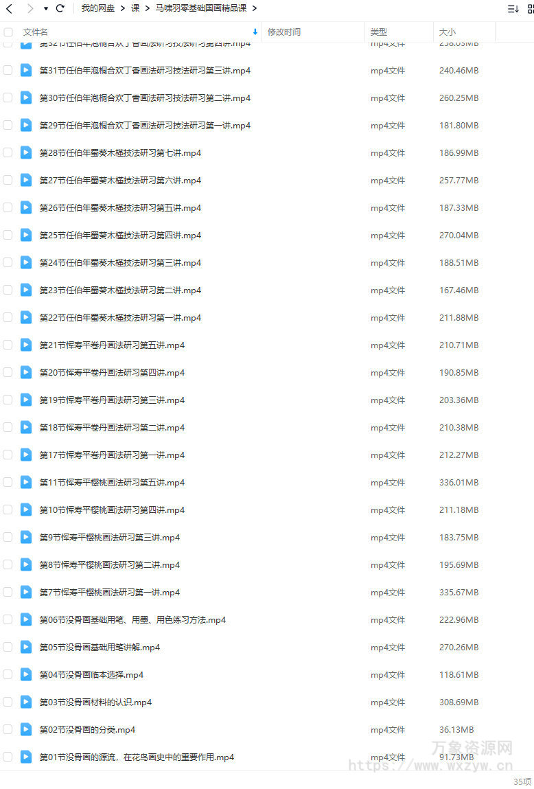 【缺】马啸羽零基础国画精品课2023年【画质高清只有视频】