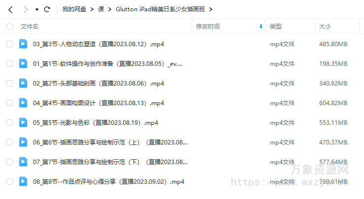 Glutton2023年ipad精美日系少女插画班【画质还可以只有视频】