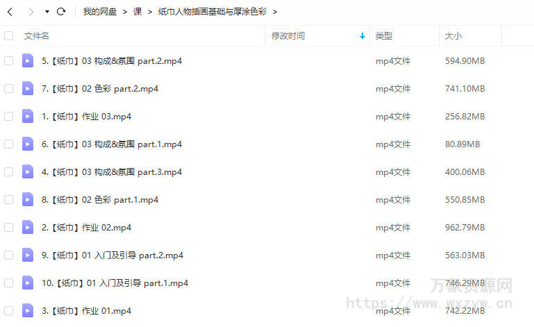 【缺课】纸巾2022人物插画基础与厚涂色彩【画质还行只有视频】