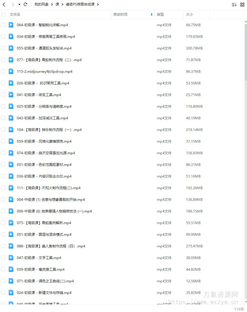 睿奇PS修图合成课2023【画质不错只有视频】