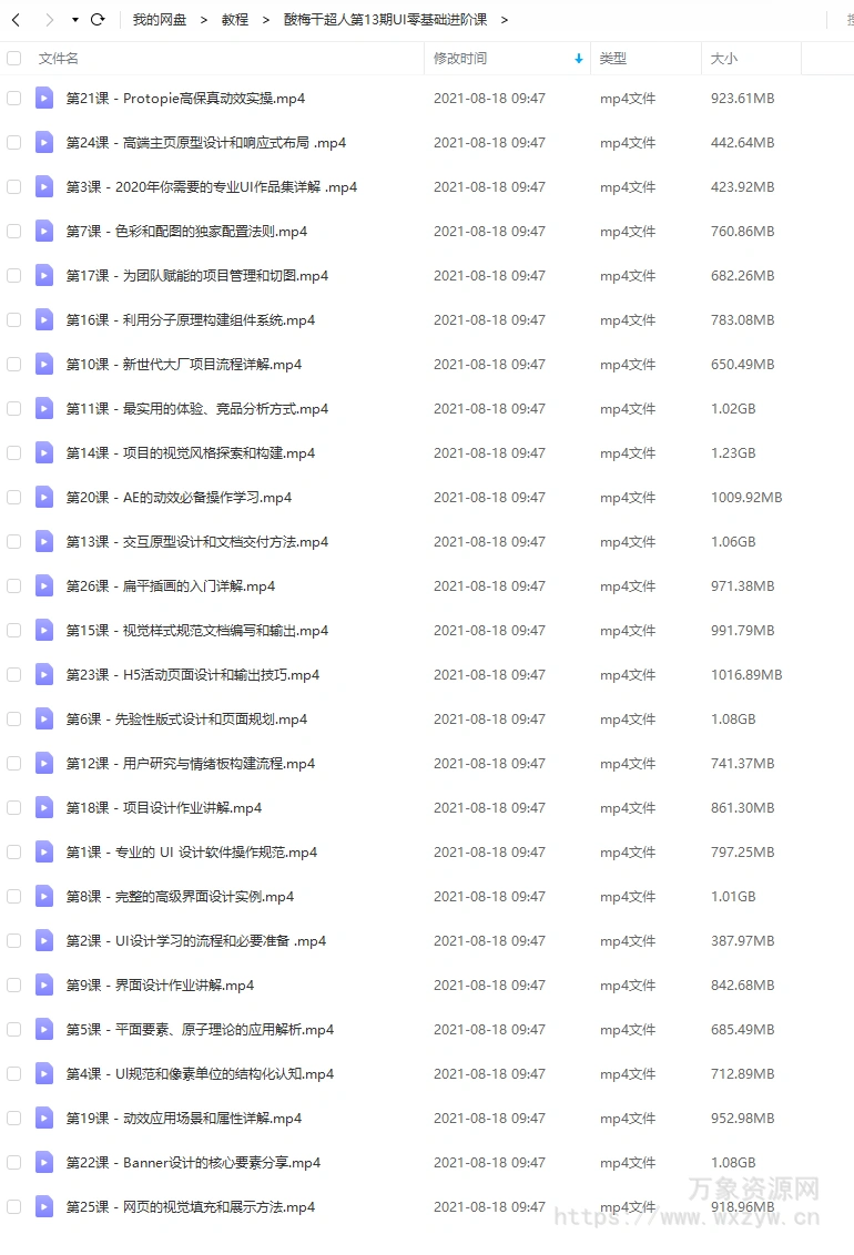 酸梅干超人第13期UI零基础进阶课2020年12月结课【画质高清】