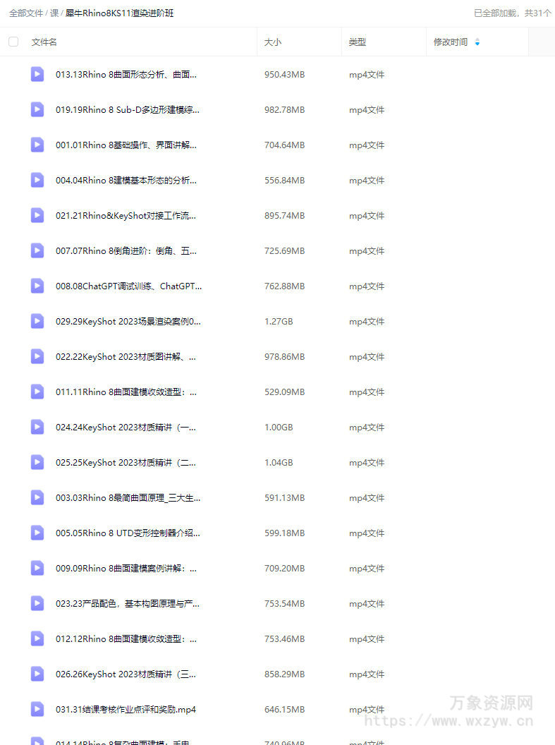 Rhino8&Keyshot11建模渲染进阶班2023【画质高清只有视频】