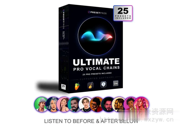 [FL人声混音链预置嘻哈陷阱RnB] Preset Pros Ultimate Pro Vocal Chain Presets（38MB）