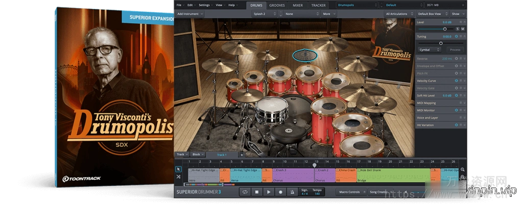 [EZDrummer扩展Superior Drummer扩展 摇滚鼓组] Toontrack Drumopolis SDX (SOUNDBANK)（133.99GB）