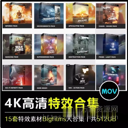 [15套特效素材大合集] Bigfilms 高清短视频科幻粒子能量特效（512GB）
