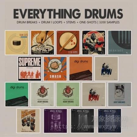 [终极鼓组制作工具包] Retro Loops Everything Drums (One-Shots and Drum Breaks) [WAV]（7.21GB）