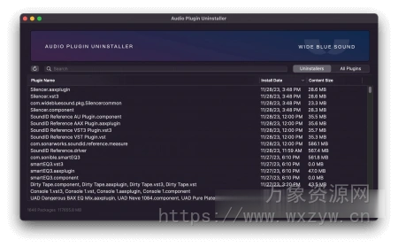 [Mac音频插件卸载器] Wide Blue Sound Audio Plugin Uninstaller [MacOSX]（6.08MB）