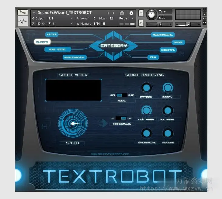 [影视音效FX音源] SoundFxWizard TEXTROBOT [KONTAKT]（8MB）