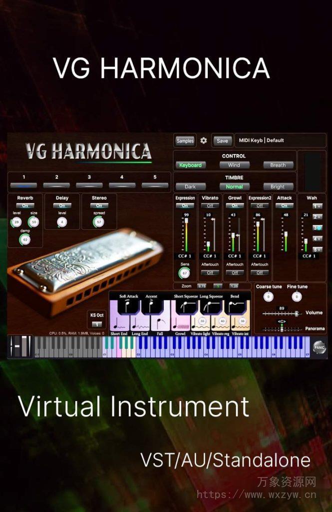 [口琴虚拟乐器] VGTrumpet VG Harmonica Virtual Instrument v1.2.4 [WiN, MacOSX]（568MB+695MB）