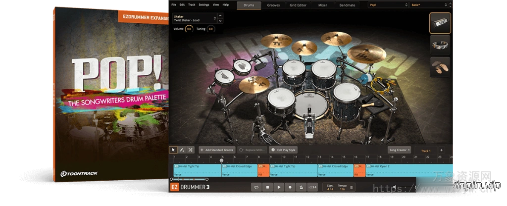 [Superior Drummer扩展EZDrummer扩展] Toontrack Pop! EZX v1.5.1 (SOUNDBANK)（762.75MB）