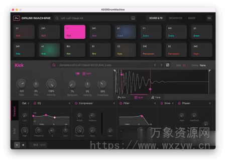 [鼓机音源插件] ADSR Sounds Drum Machine v1.4.0 Incl. Keygen-MOCHA [WiN, MacOSX]（149MB+221MB）