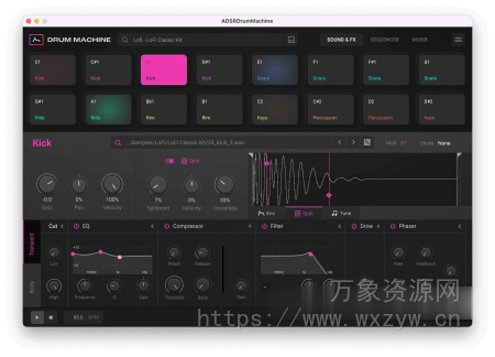 [鼓机音源插件] ADSR Sounds Drum Machine v1.4.0 Incl. Keygen-MOCHA [WiN, MacOSX]（149MB+221MB）