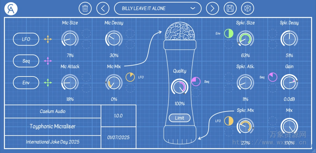 [顶尖麦克风建模插件]Caelum Audio Toyphonic Micraliser v1.0.0 VST3 AU AAX [WiN, MacOSX]（22MB)
