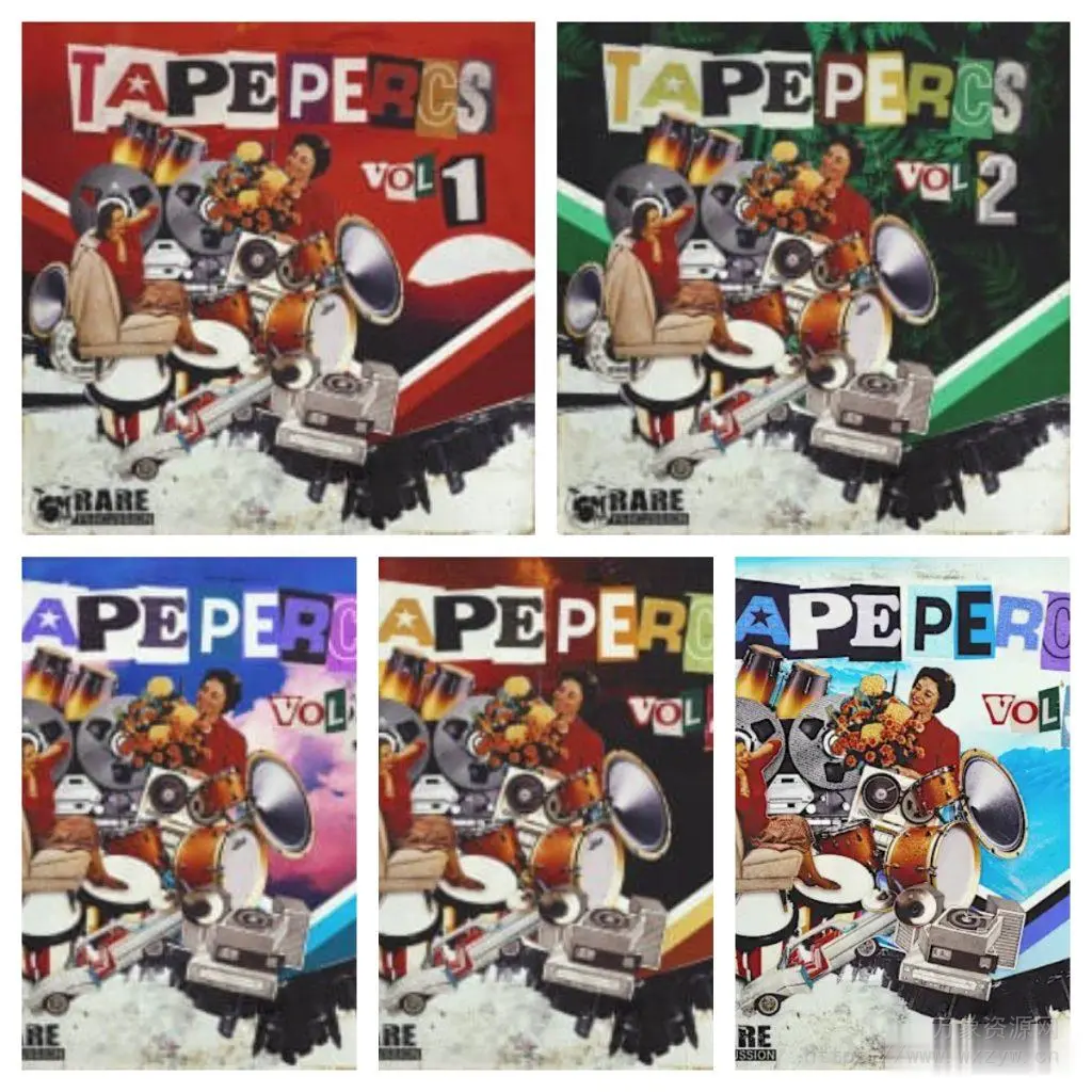 [5套多风格民族混合打击乐器采样合集]RARE Percussion Tape Percs Vol.1-5 [WAV]（1.3GB）