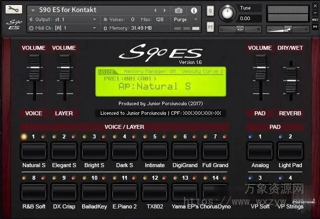 [雅马哈键盘音源]Júnior Porciúncula Yamaha S90 ES v1.6 [KONTAKT]（1.22GB）