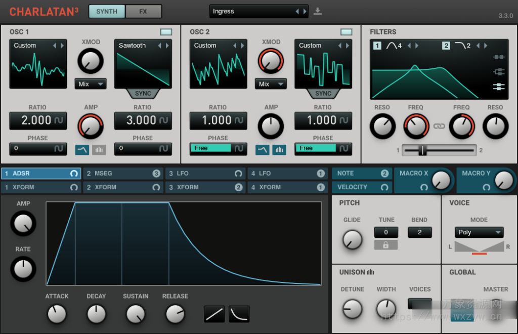 [模拟减法合成器]BlauKraut Charlatan 3 (Analogue Subtractive Synthesizer) v3.3.0 [WiN, LiNUX]（5 MB）