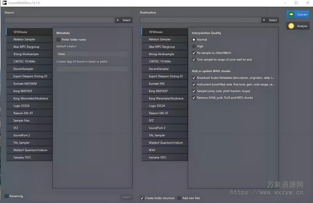 [三平台开源采样转换工具]MossGrabers ConvertWithMoss v12.2.2 [WiN, MacOSX, LiNUX]（62/132/45MB）