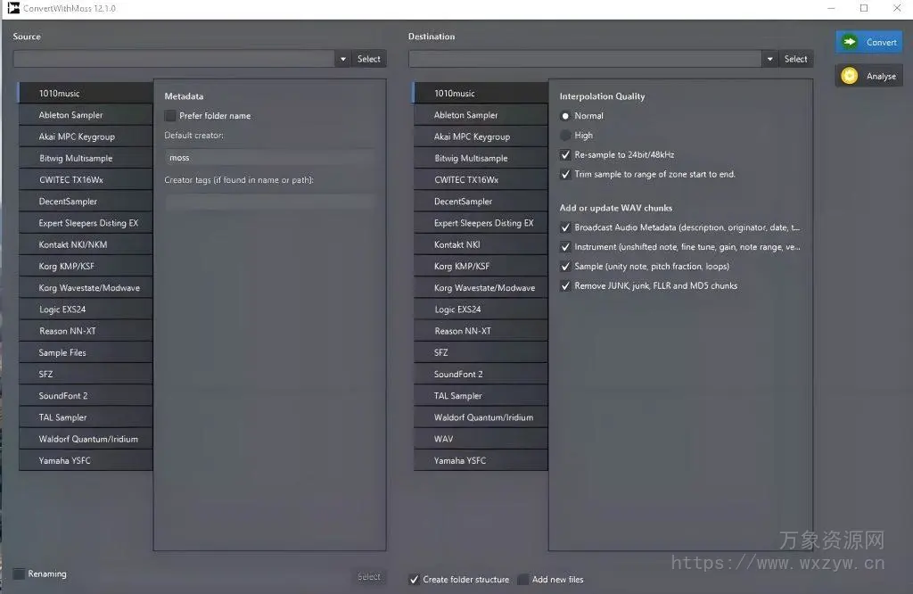 [三平台开源采样转换工具]MossGrabers ConvertWithMoss v12.2.2 [WiN, MacOSX, LiNUX]（62/132/45MB）