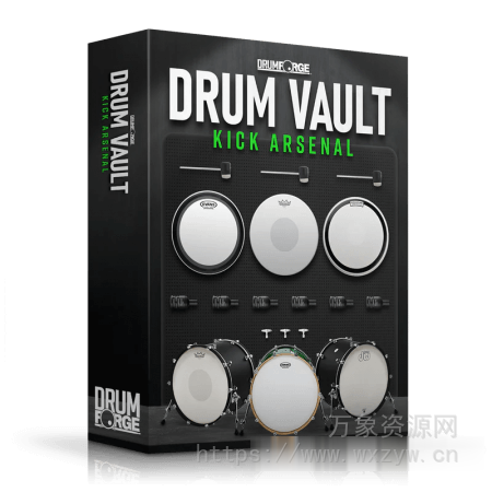 [摇滚金属鼓组采样预置]Drumforge Drum Vault Kick Arsenal [WAV, Synth Presets]（2.41GB）