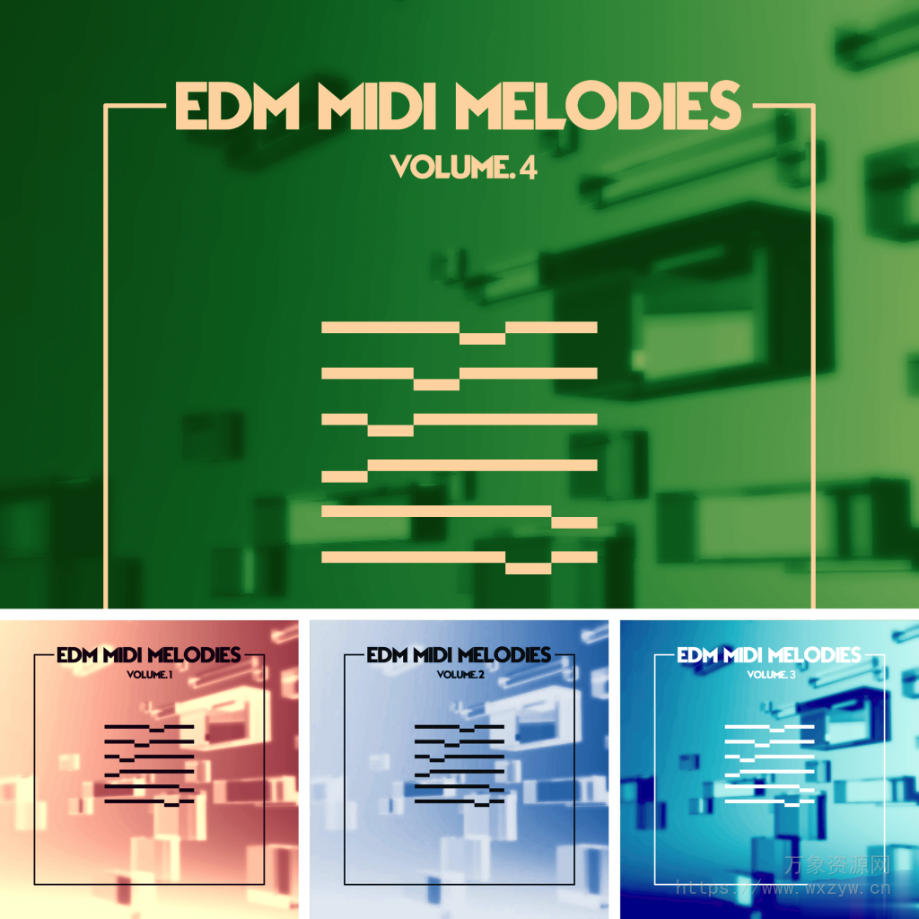 [EDM电子舞曲MiDi素材合集]The Audio Bar EDM MIDI Melodies Vol 1, 2, 3, 4 [WAV, MiDi]（204MB+）