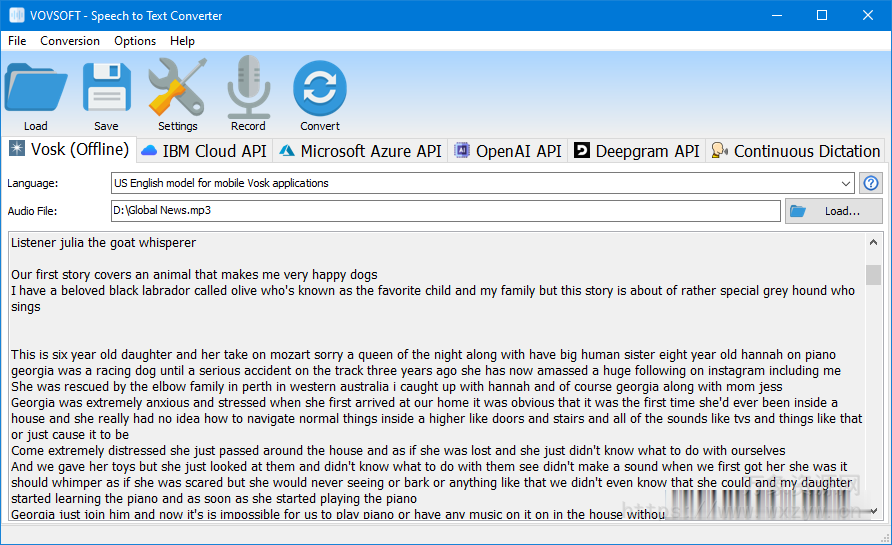 [语音转文本工具]VovSoft Speech to Text Converter v5.4 [WiN]（99MB）