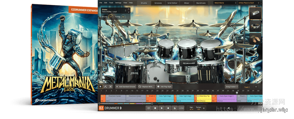 [流行摇滚EZDrummer/Superior Drummer扩展]Toontrack Metal Mania EZX (SOUNDBANK)（12.89Gb）