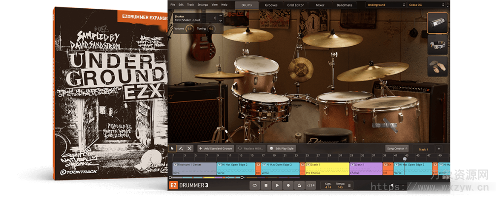 [流行摇滚EZDrummer/Superior Drummer扩展]Toontrack Underground EZX (SOUNDBANK)（2.43Gb）