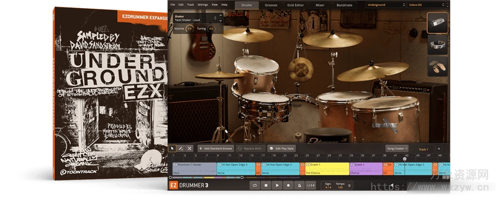 [流行摇滚EZDrummer/Superior Drummer扩展]Toontrack Underground EZX (SOUNDBANK)（2.43Gb）