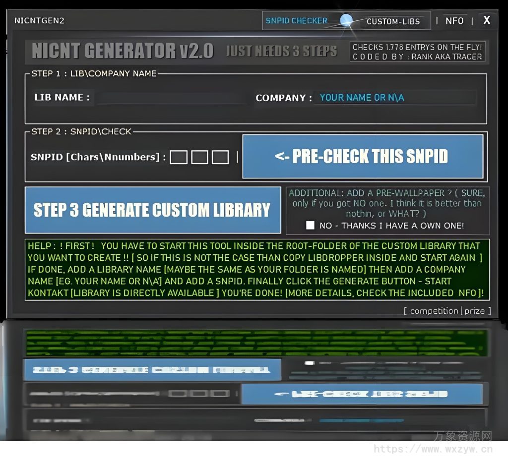 [KONTAKT康泰克NICNT入库文件生成工具] Native Instruments Nicnt-Generator v2.0 x64+视频教程 [WiN]（28.32MB）