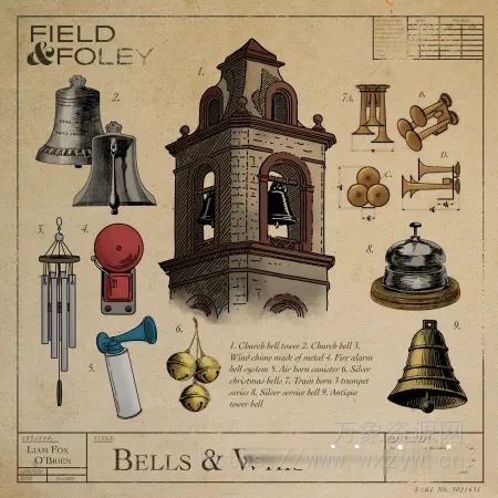 [教堂钟声铃声音效]Field and Foley Bells and Whistles [WAV]（1.04GB）