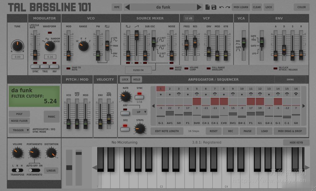 [单声道低音合成器插件]Togu Audio Line TAL-BassLine-101 v3.9.4 U2B [MacOSX]（35.6Mb）