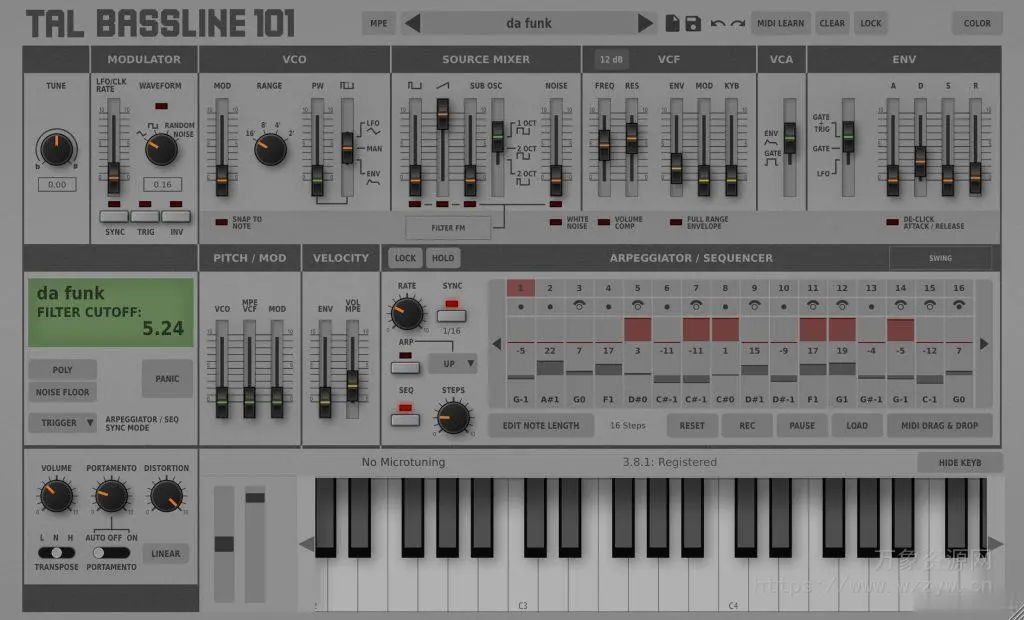 [单声道低音合成器插件]Togu Audio Line TAL-BassLine-101 v3.9.4 U2B [MacOSX]（35.6Mb）