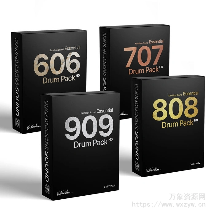 [电子乐鼓组采样]Kamillion Sound KS Essential 606, 707, 808, 909 Drum Pack Bundle [WAV]（37Mb）