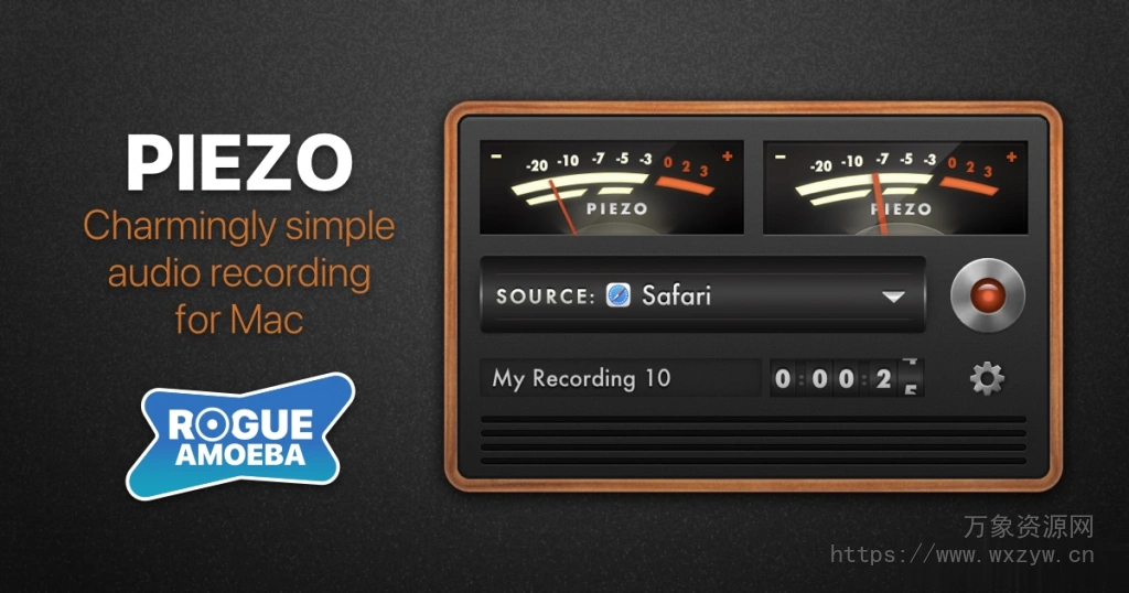 [苹果简易内录软件]Rogue Amoeba Piezo v1.9.3 [MacOSX]（21Mb）