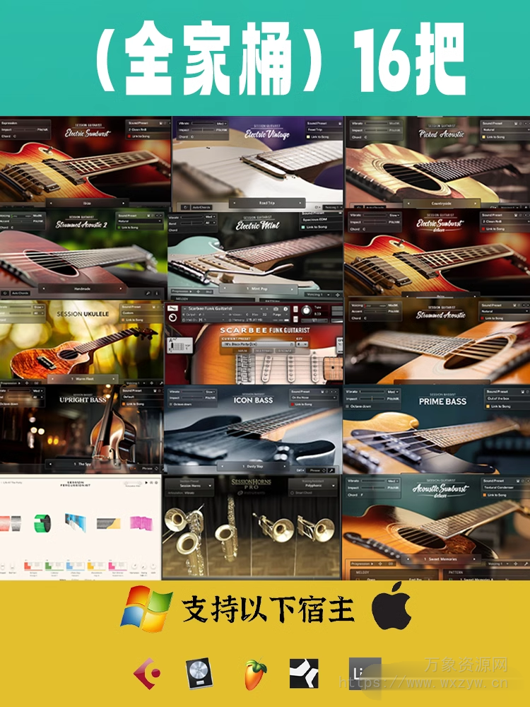 [16把全家桶]Native Instruments Session Guitarist/Bassist自动伴奏扫弦电木吉他贝斯 [KONTAKT]（156GB）