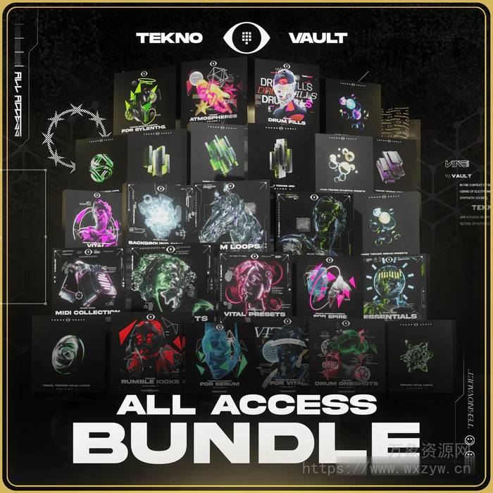 [泰克诺舞曲素材综合预置]Teknovault All Access Bundle [WAV, MiDi]（6.91Gb）
