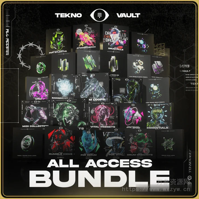 [泰克诺舞曲素材综合预置]Teknovault All Access Bundle [WAV, MiDi]（6.91Gb）