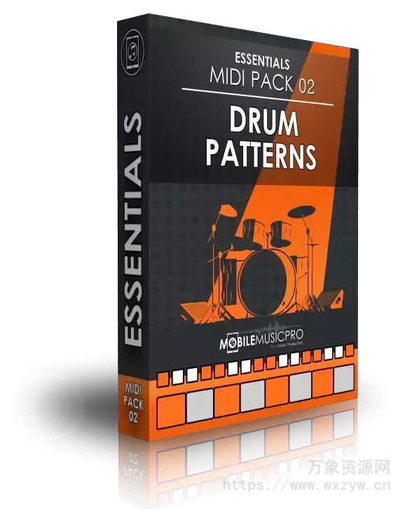 [40 个鼓点模式MIDI文件]Mobile Music Pro Essentials Midi Pack 02 Drum Patterns [FREE]（6.14Mb）