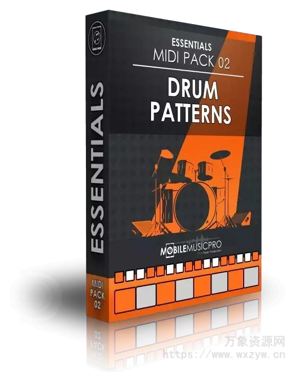 [40 个鼓点模式MIDI文件]Mobile Music Pro Essentials Midi Pack 02 Drum Patterns [FREE]（6.14Mb）