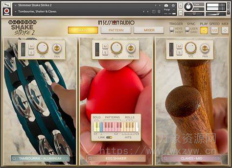 [铃鼓摇铃沙锤小打音源]In Session Audio Shimmer Shake Strike 2 with the Expansion [KONTAKT]（900.87MB）