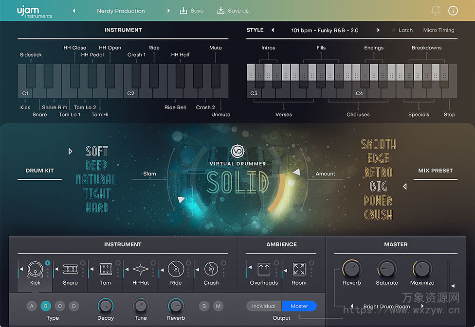 [虚拟鼓手]UJAM Virtual Drummer SOLID v2.1.0/v2.1.1 M2567 [WiN, MacOSX]（986Mb）