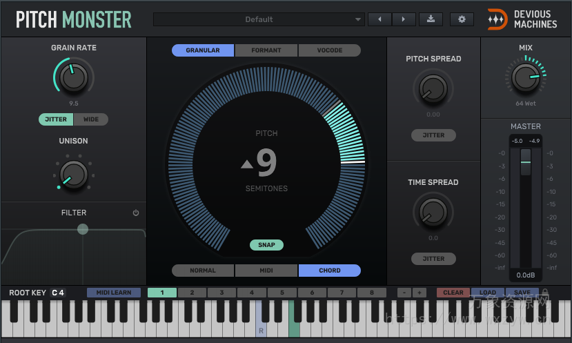 [变声效果器插件]Devious Machines Pitch Monster v1.3.14 [WiN, MacOSX]（10.6MB+17.6MB）