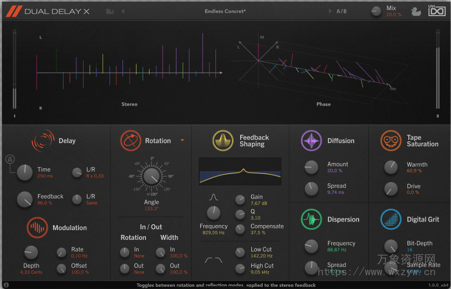 [空间延迟效果插件]UVI Dual Delay X v1.1.5 [WiN]（13.5Mb）