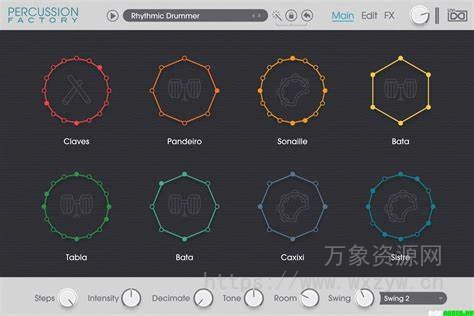 [Falcon音色库8声部创意节奏引擎]UVI Soundbank Percussion Factory v1.1.4（572Mb）