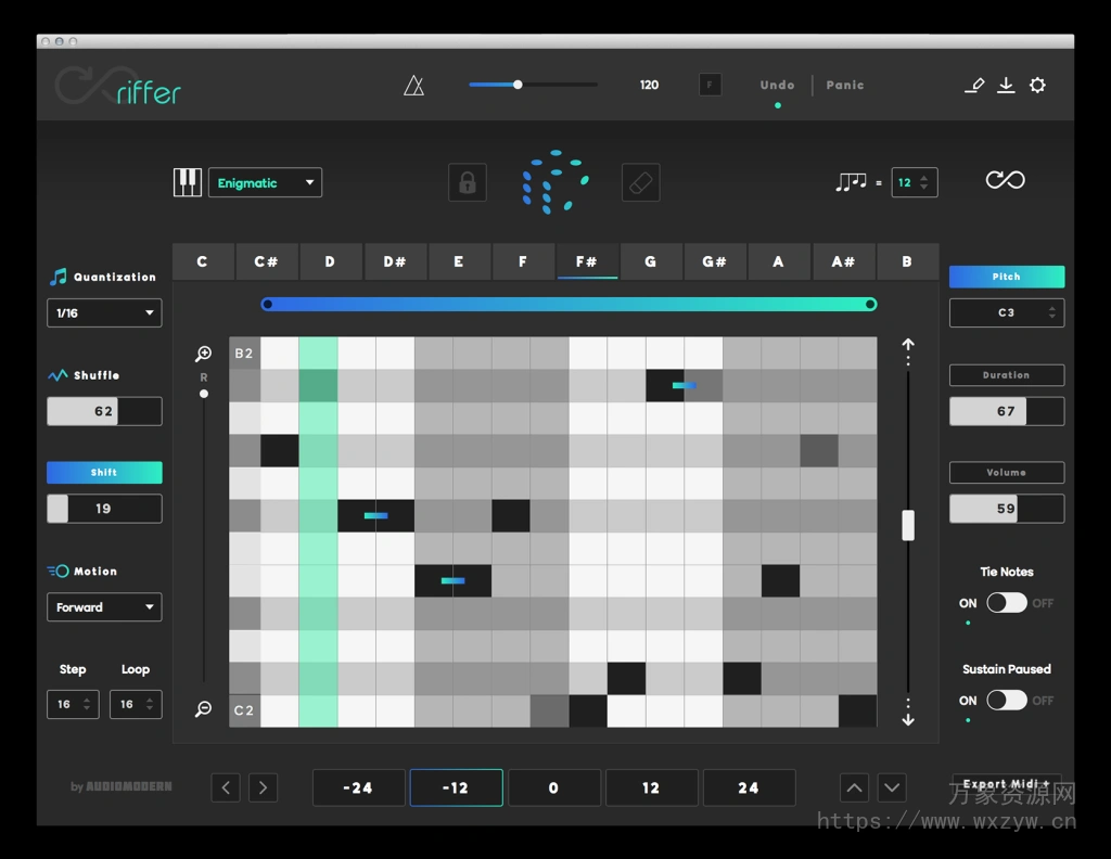 [智能MIDI生成工具]Audiomodern Riffer v3.1.2 [WiN]（4.3Mb）