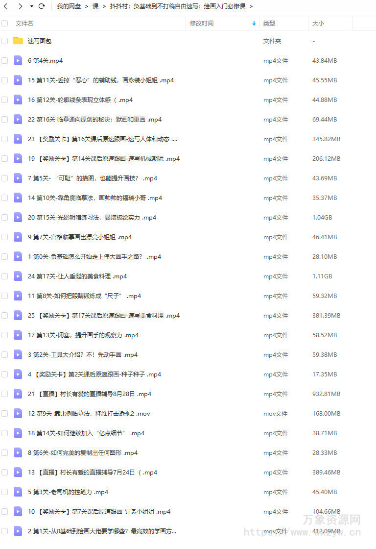 【不缺课】抖抖村负基础到不打稿自由速写绘画入门必修课2022年【画质不错有图包】