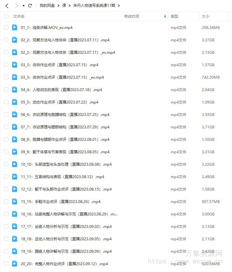 【缺】朱丹人物速写系统课第11期2023【画质不错只有视频】