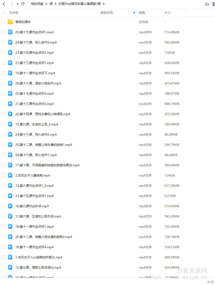 时晏iPad国风彩墨人像课第1期2023年结课【画质还可以有笔刷课件】