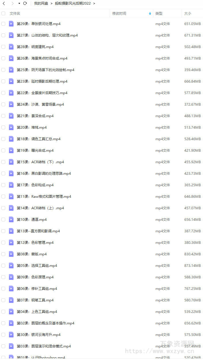 【缺】蚂蚁摄影2022年风光摄影后期【画质还行只有视频】