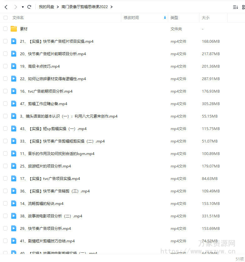 南门录像厅剪辑思维+商业项目实操2022年【画质高清有大部分素材】